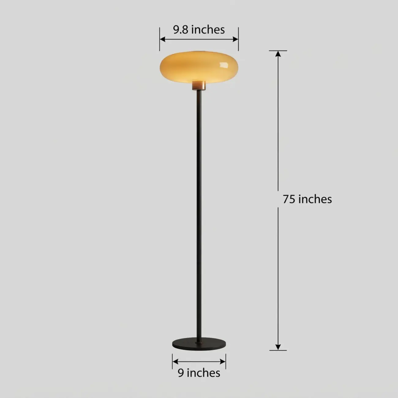 Modern Dimmable LED Floor Lamp with Glass Shade #size