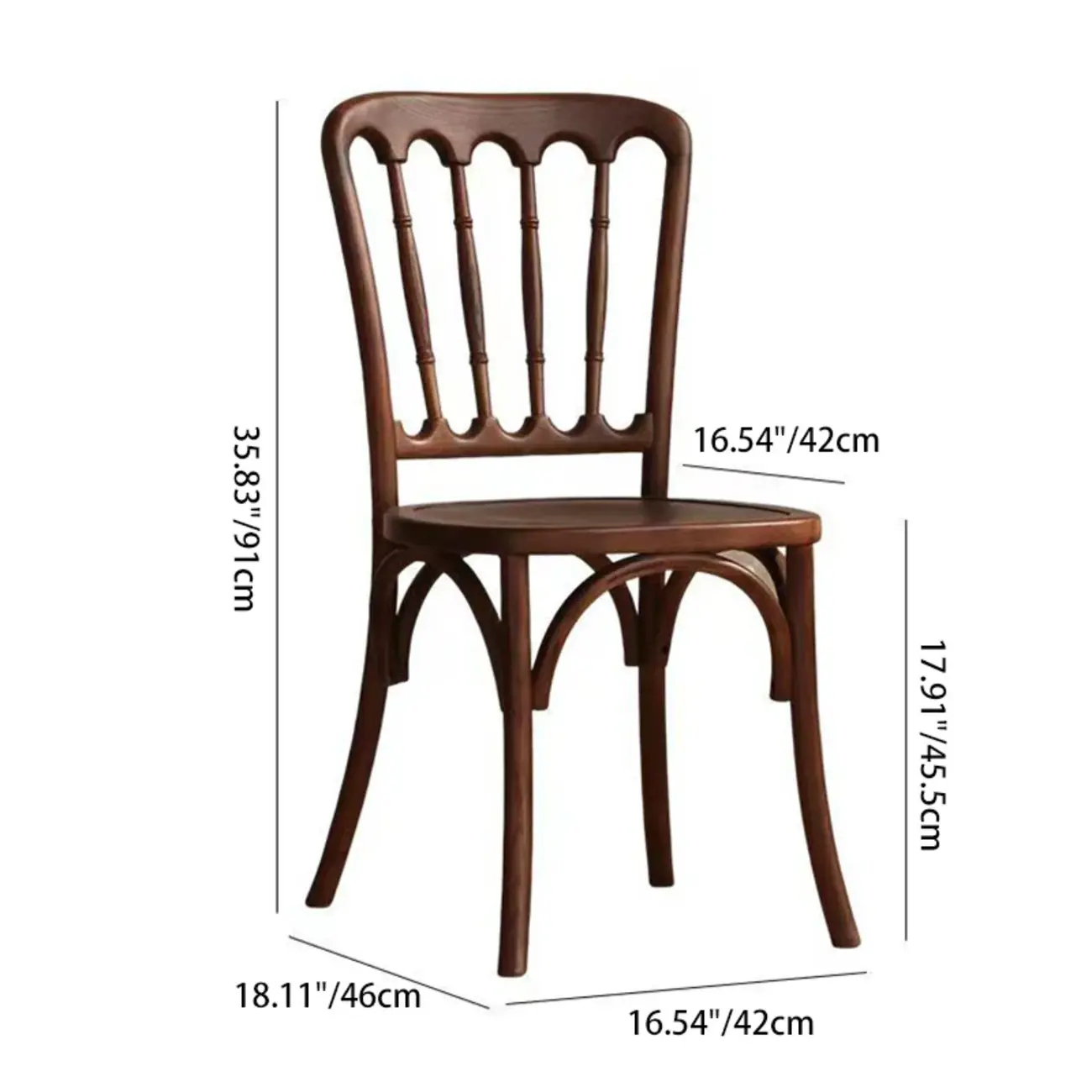 Vintage Bentwood Solid Wood Dining Chairs Set of 2 #size