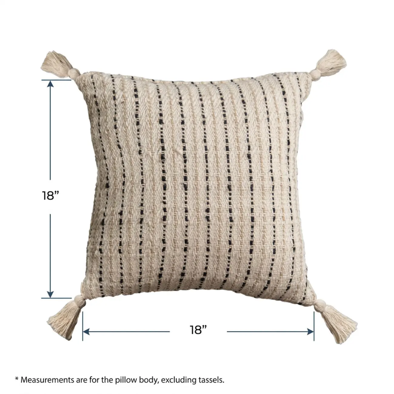Boho Woven Tassels Cotton 18" Throw Pillow With Insert #size