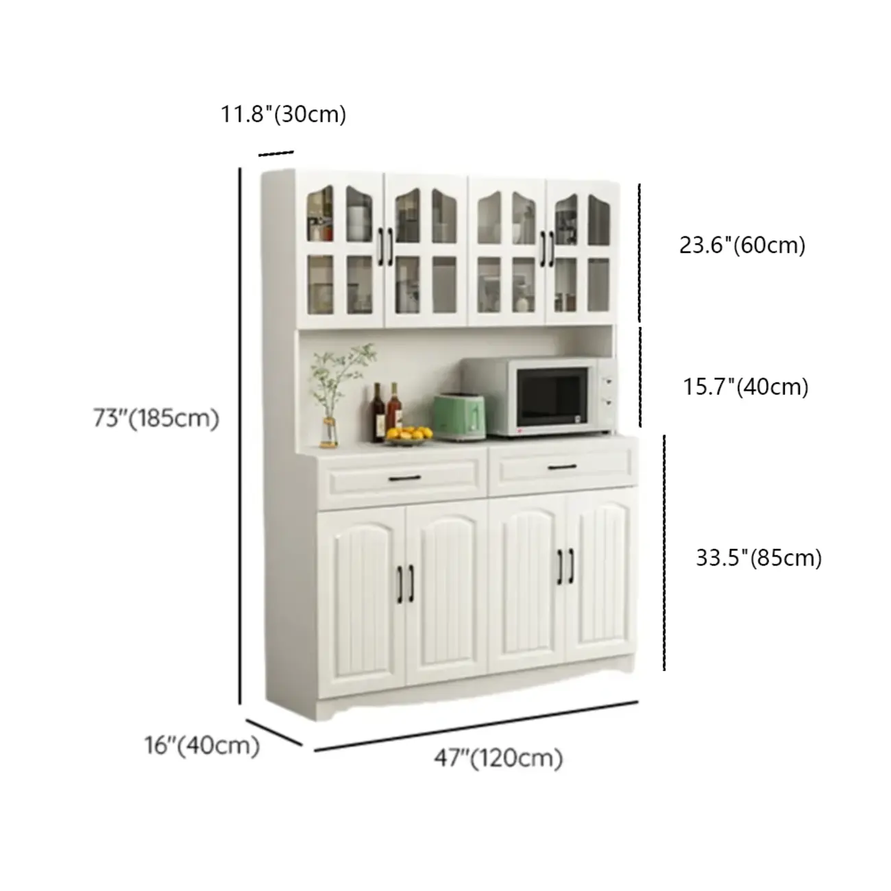 Kitchen Wooden Multi-Storage Sideboard with Microwave Stand Image - 22