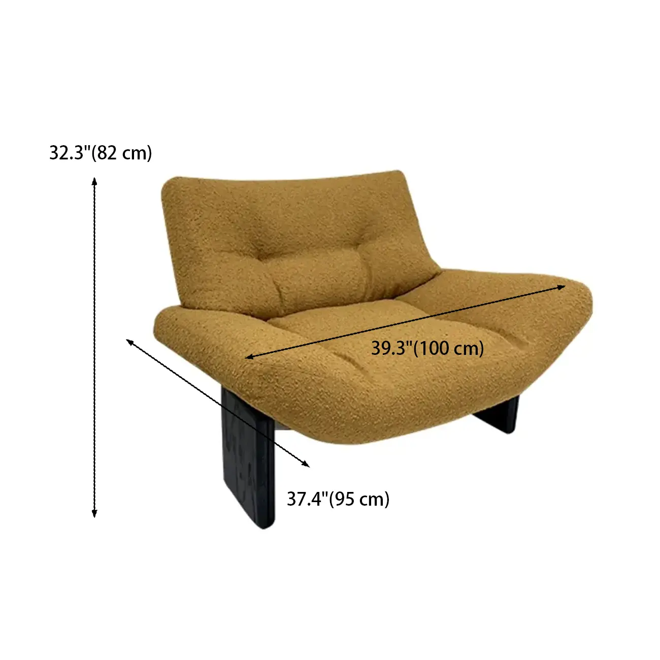 Modern Tufted Back Sherpa Fabric Accent Chair for Living Room #size