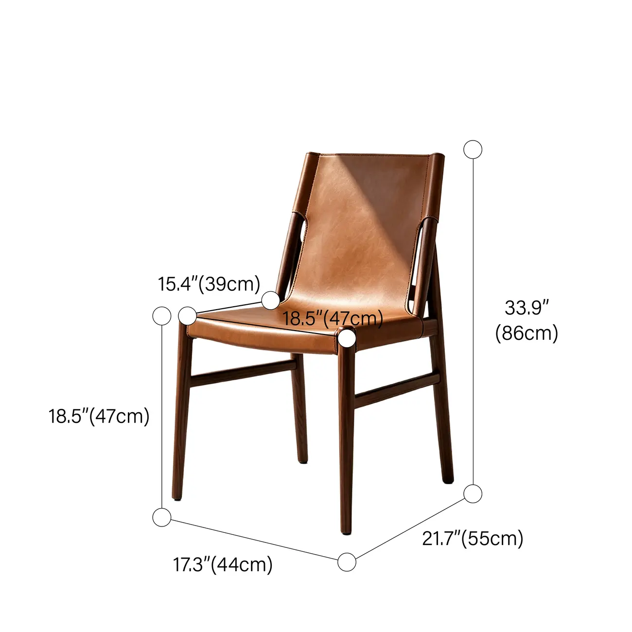 Mid-century Modern Faux Leather Dining Chairs Carbon Steel Frame #size