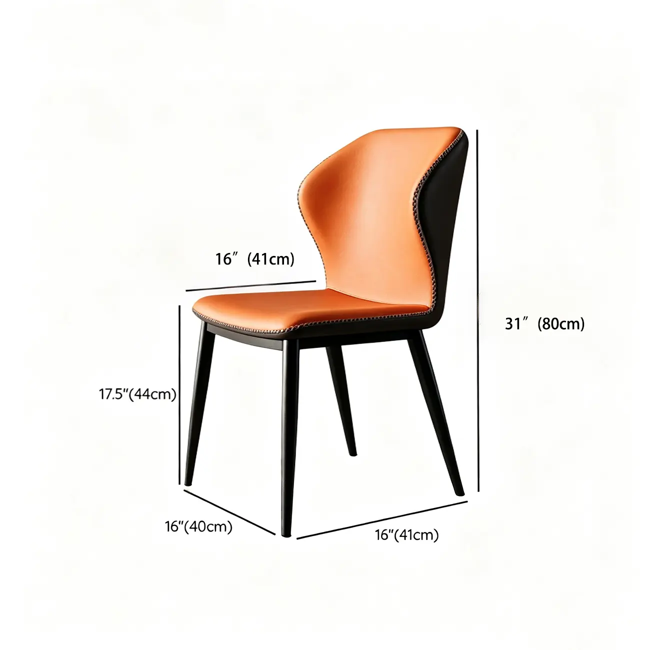Scandinavian Faux Leather Wingback Dining Chairs #size