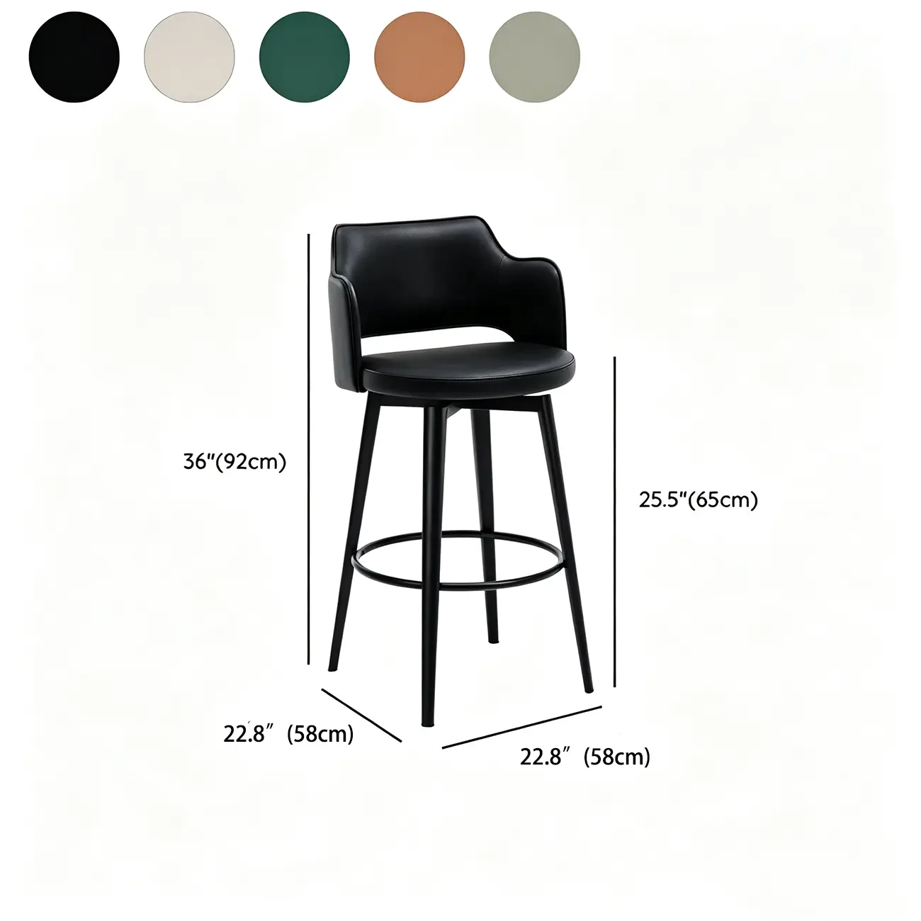Leather Swivel Counter Height Upholstered Bar Stool with Footrest Image - 13