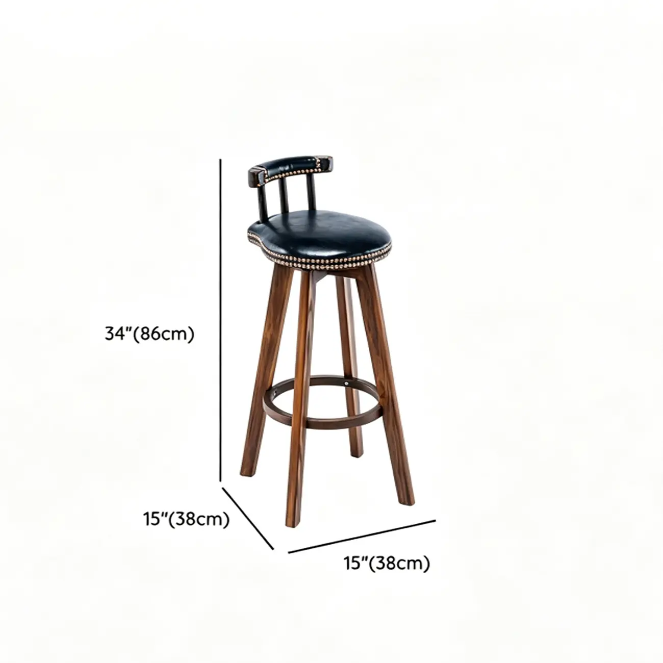 Swivel Faux Leather Bar Height Bar Stools #size