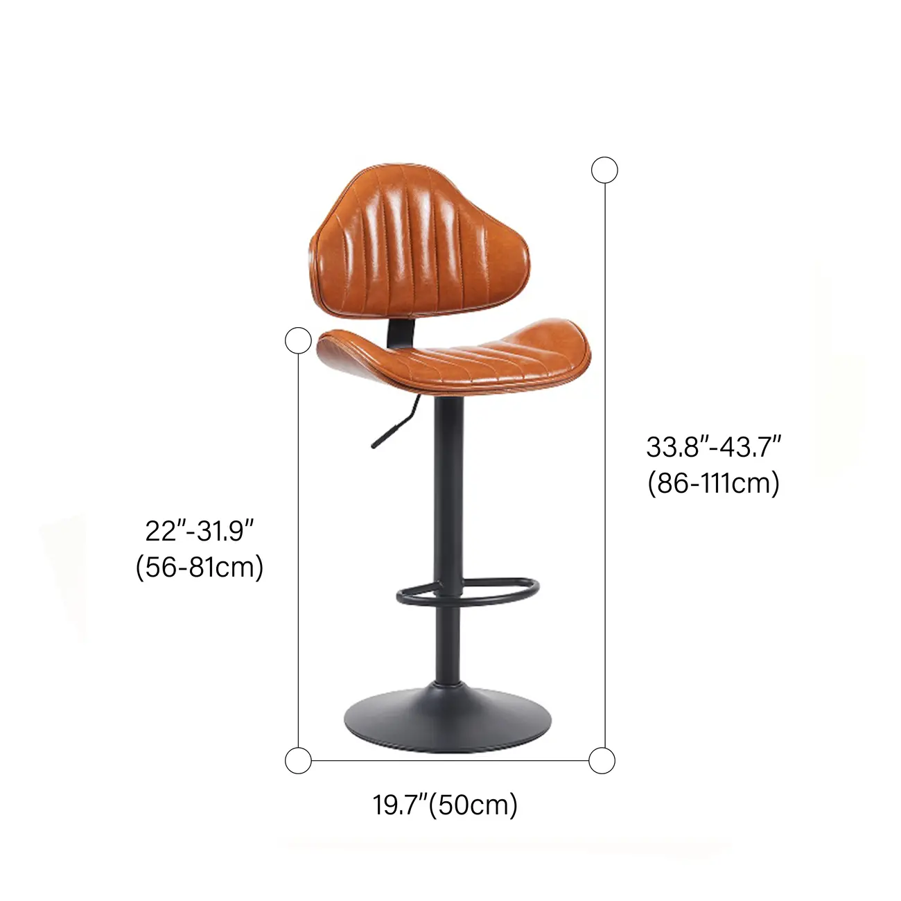 Modern Curved Bentwood Adjustable Swivel Bar Stools Set of 2 #size