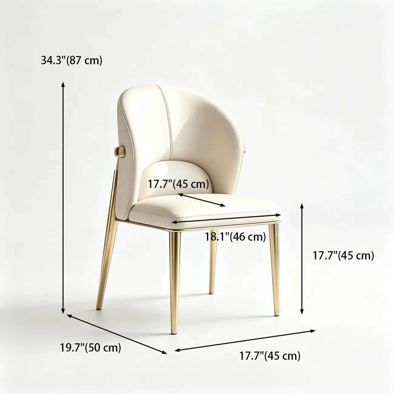 Modern Genuine Leather Dining Chair With Steel Legs  #size