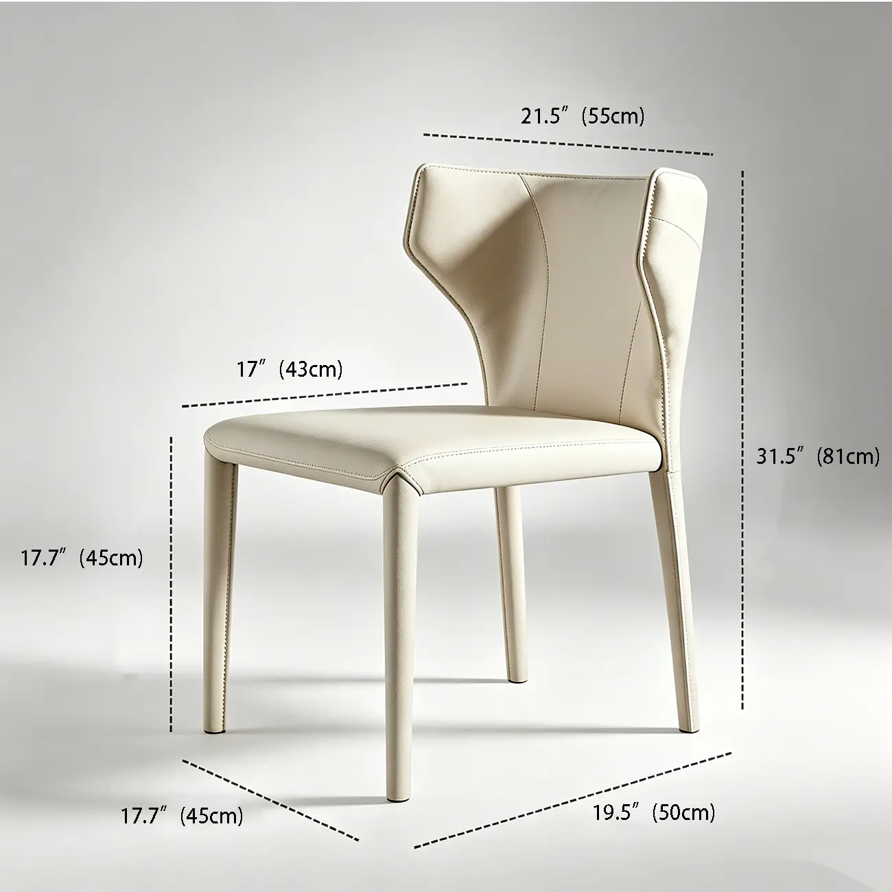 Modern Ergonomic Wing Back Faux Leather Dining Chairs #size