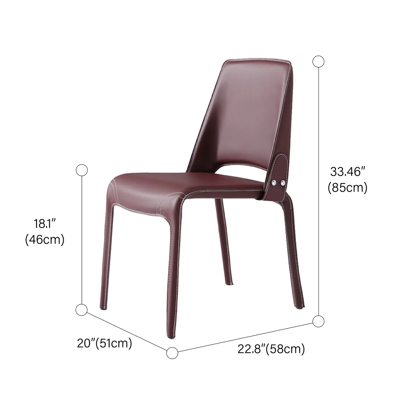 Sleek Modern Open Curved Back Faux Leather Dining Chairs Set Of 2 #size