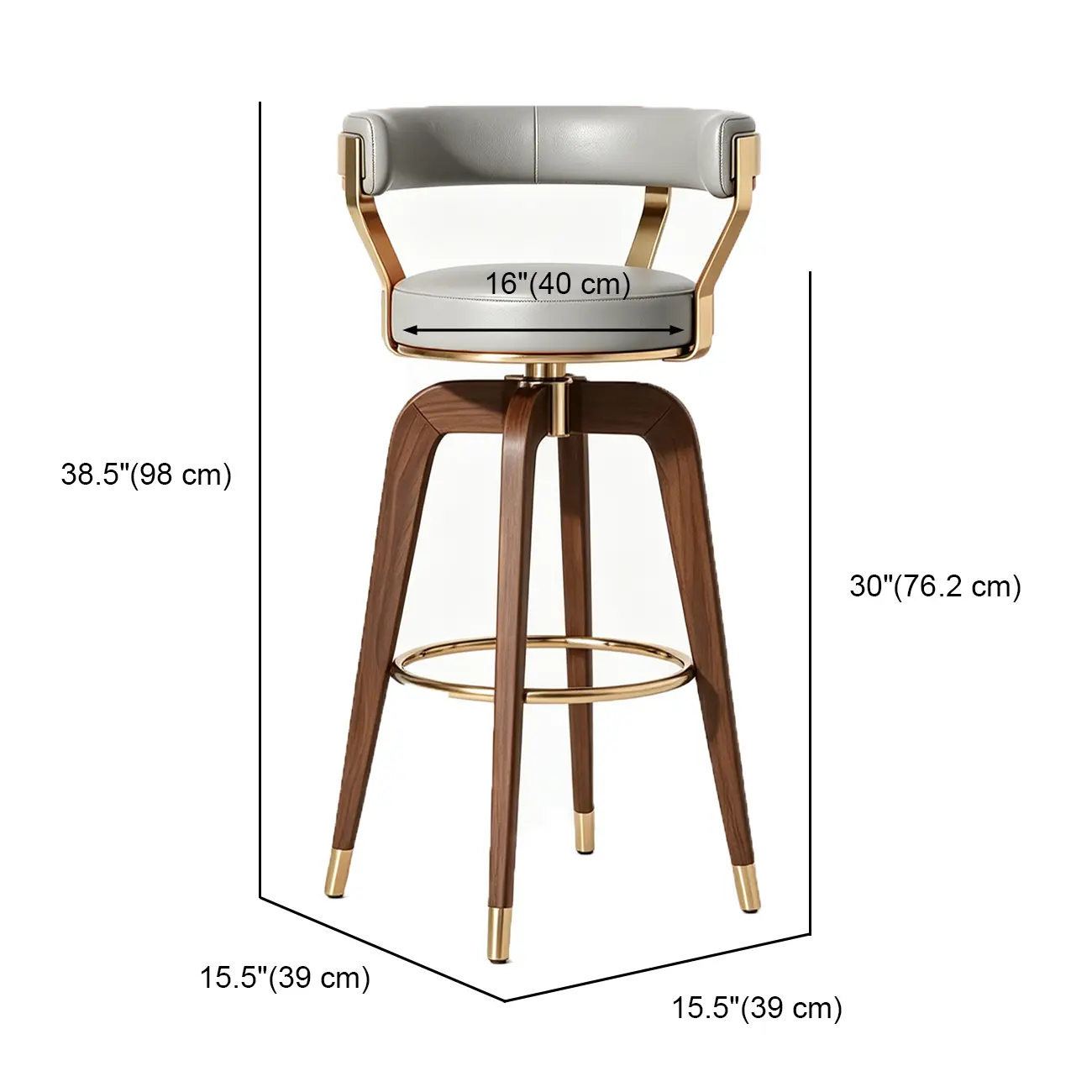 Swivel Mid Century Modern Counter Height Leather Bar Stools Image - 17