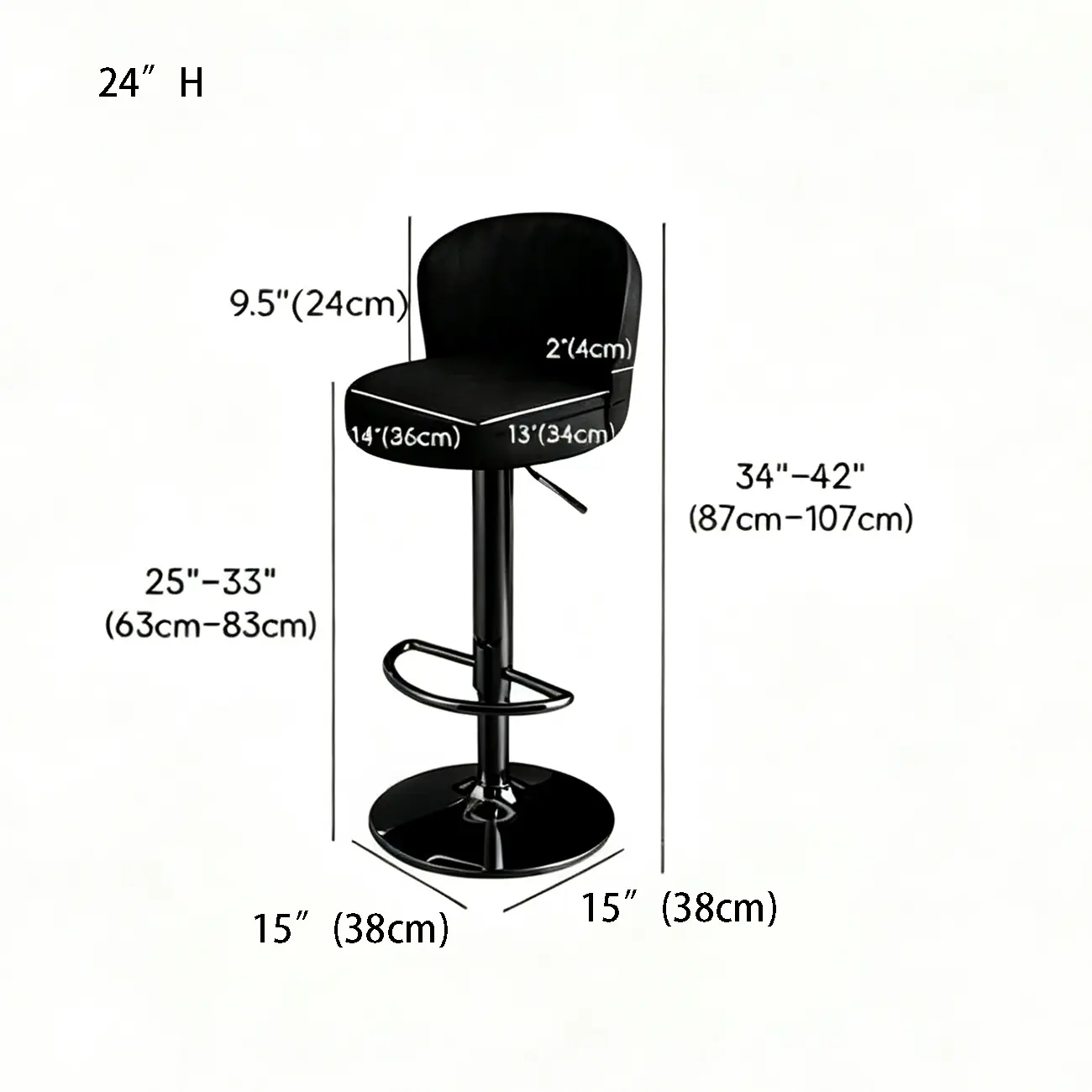 Modern Leather Adjustable Bar Stools with Back Image - 7
