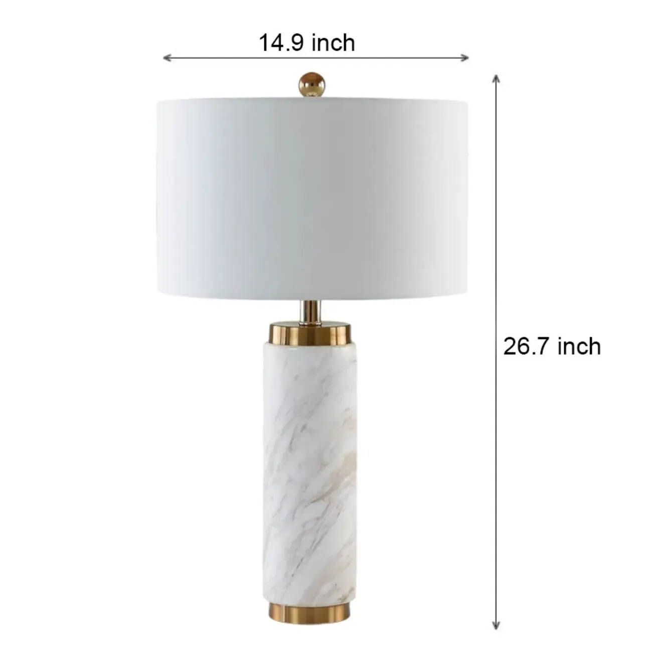 Elegant Modern Marble White Table Lamp with Gold Accents #size