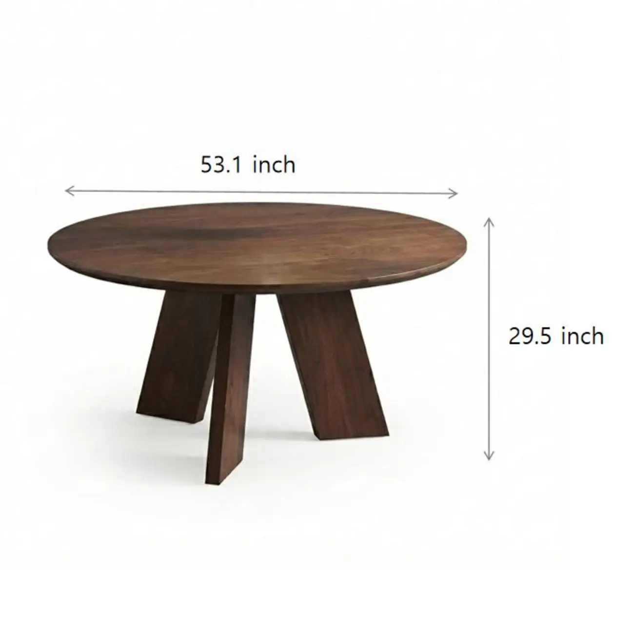 53" Modern Solid Wood Round Dining Table Three-leg Base #size