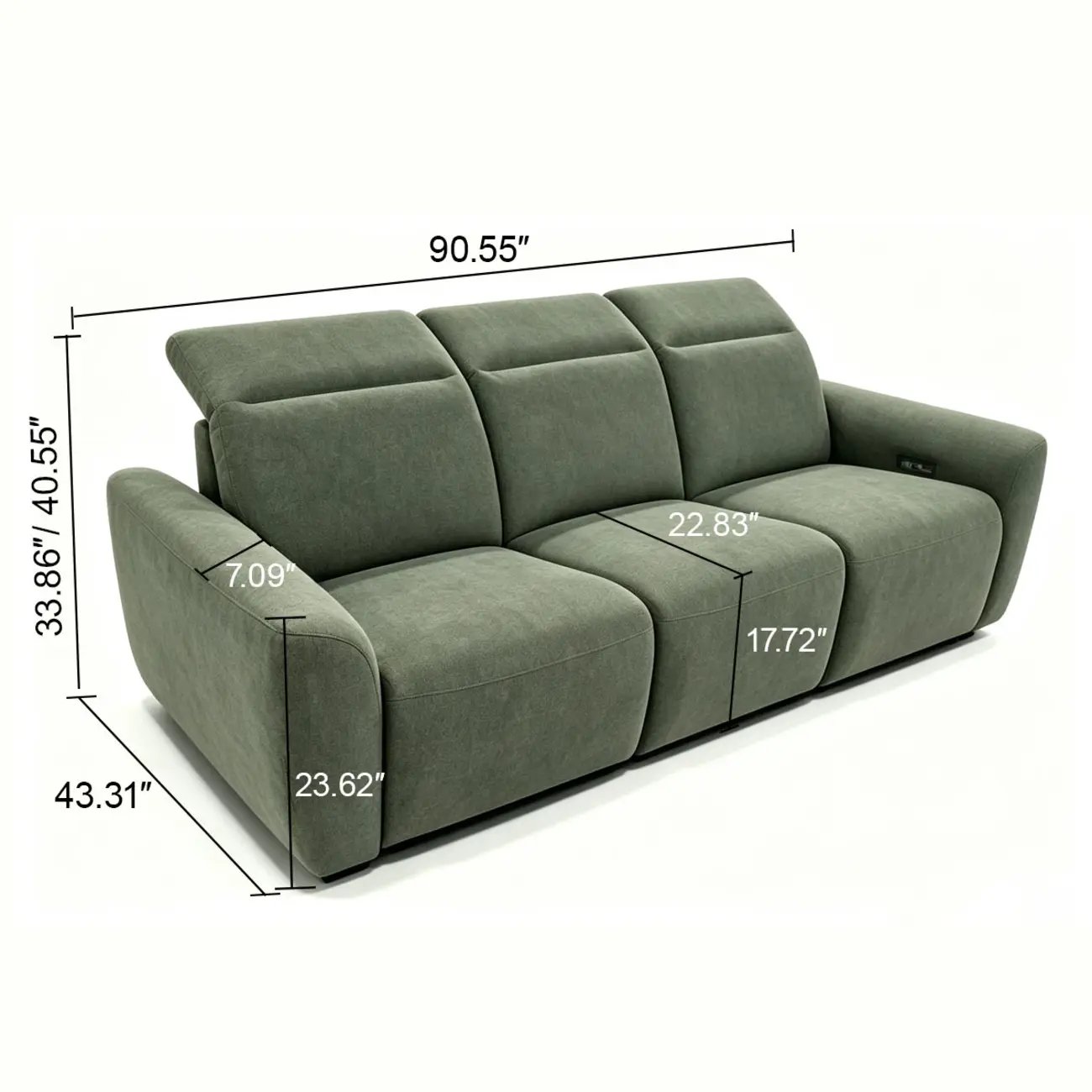 Modern Hovena Power Reclining Sofa with Adjustable Headrests Image - 14