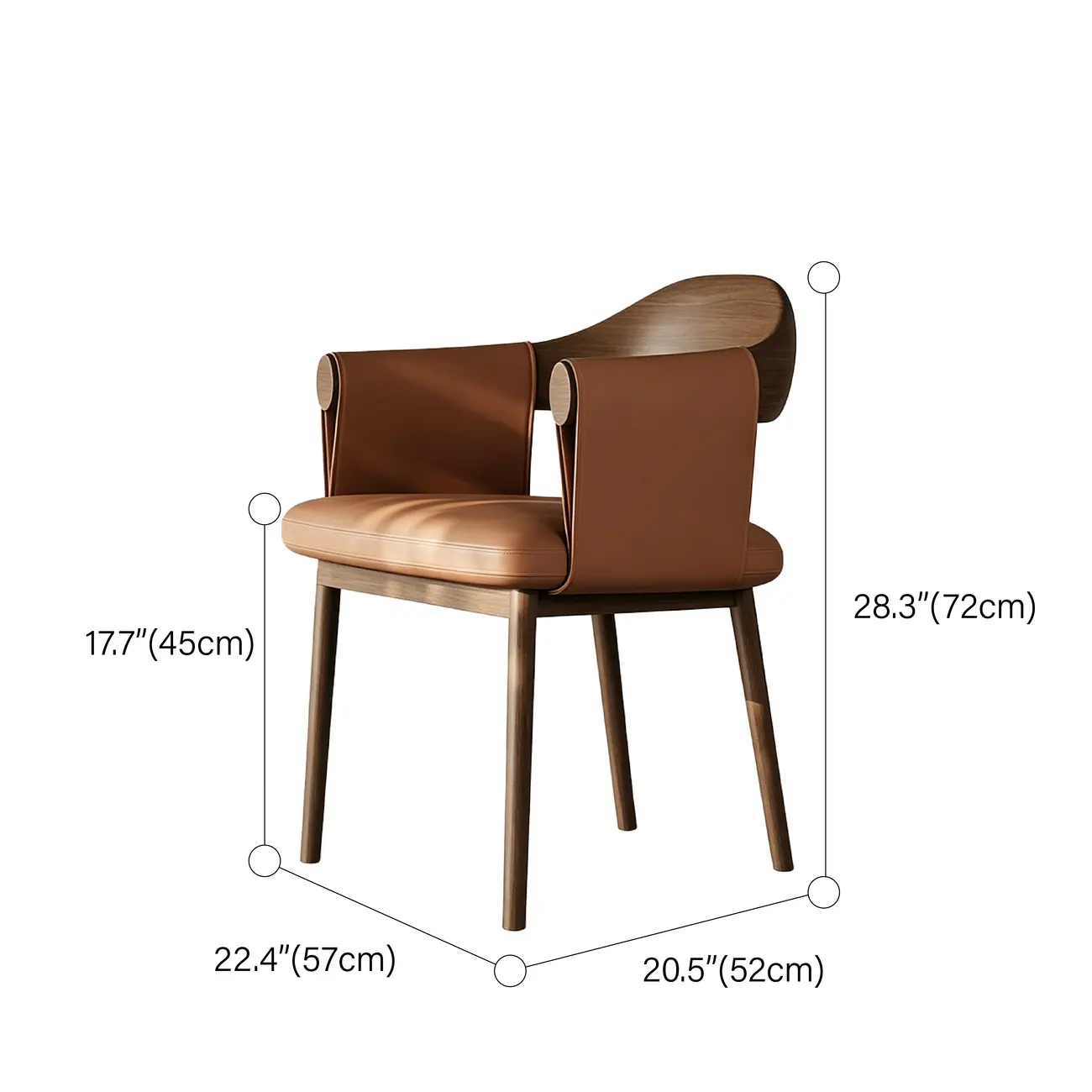 Velmyra Solid Wood Dining Chair With Faux Leather-wrapped Armrests #size