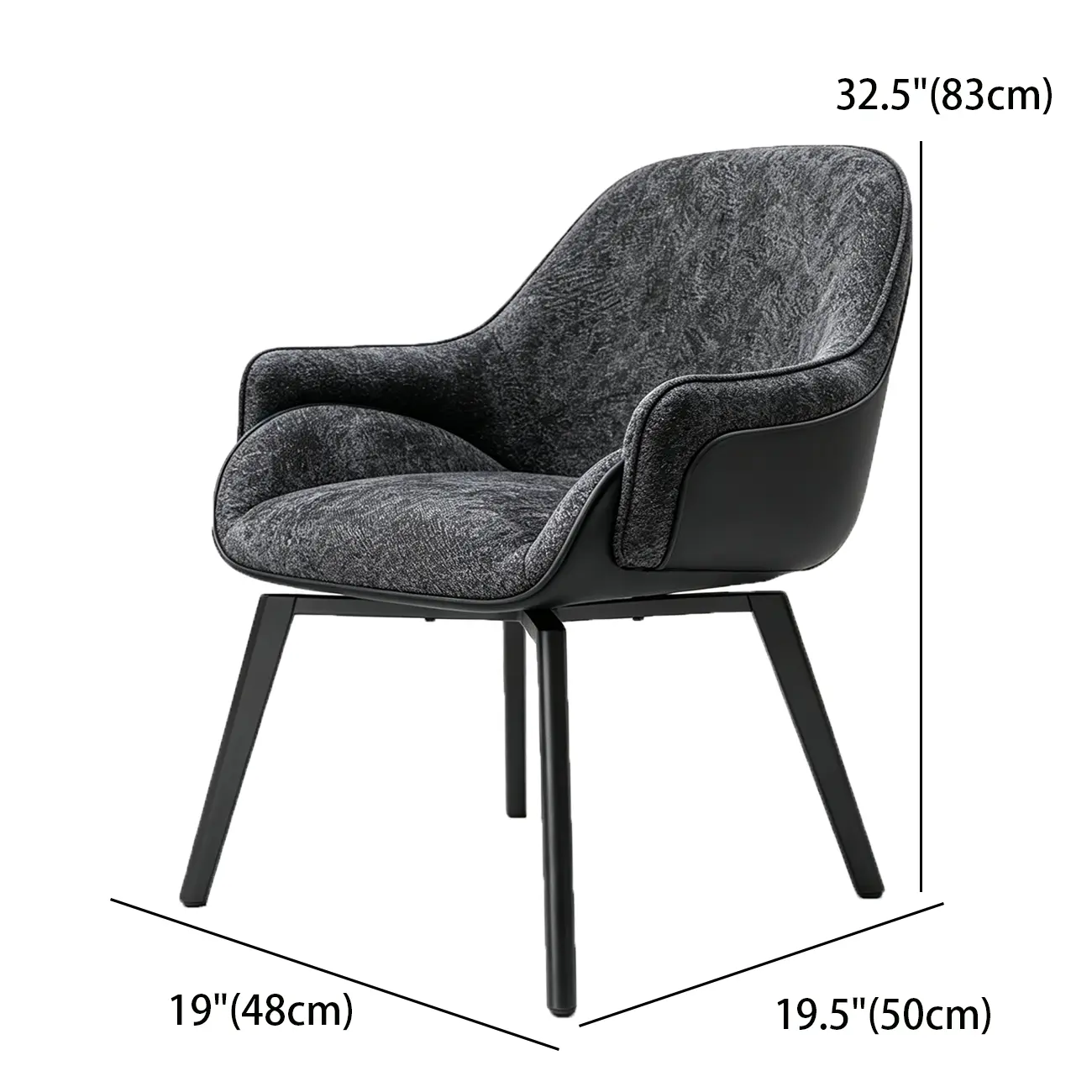 Modern Swivel Upholstered Dining Chair with Metal Legs #size