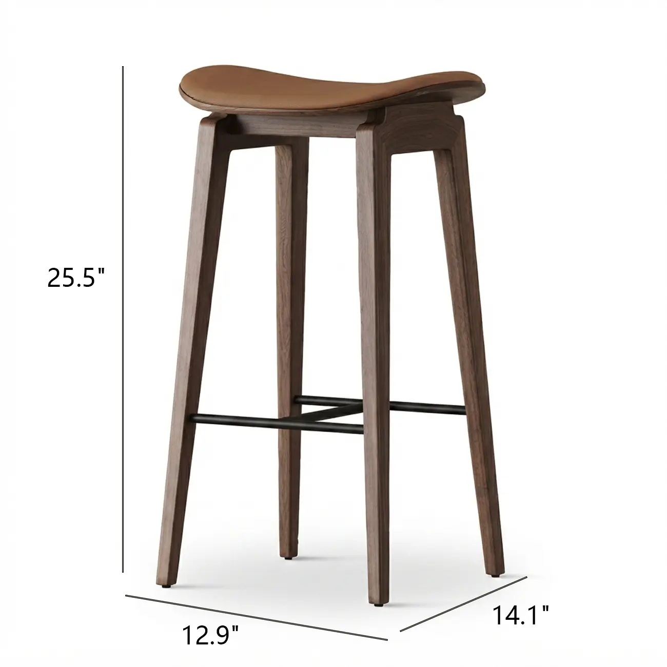 Modern 25.5" Backless Faux Nappa Leather Saddle Seat Counter Stool #size