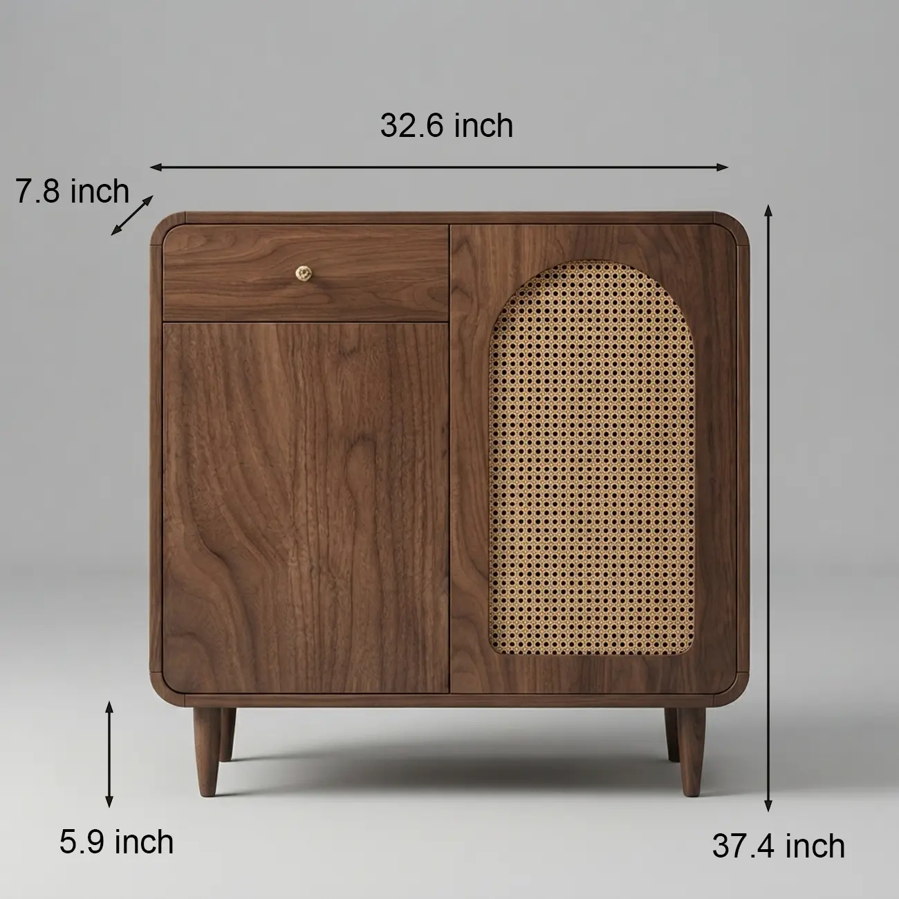 Mid-Century Modern Slim Solid Wood Storage Cabinet for Behind the Sofa #size