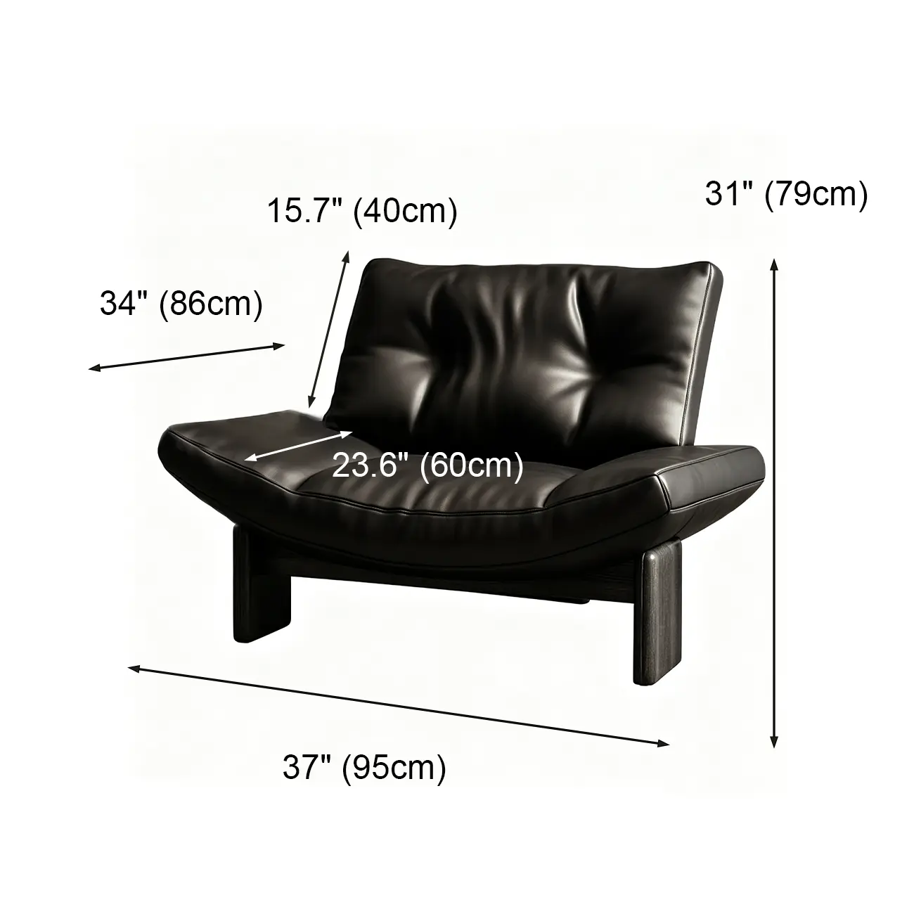 Modern Oversized Armless Lounge Accent Chair with Deep Seat in Chenille or Genuine Leather Image - 24