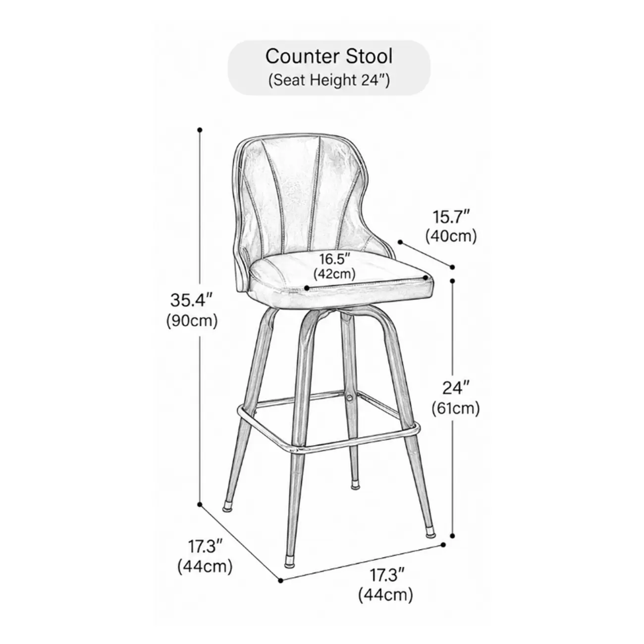 Set Of 2 Vintage Oil-wax Leather Bar Stool With Solid Wood Backrest Image - 23