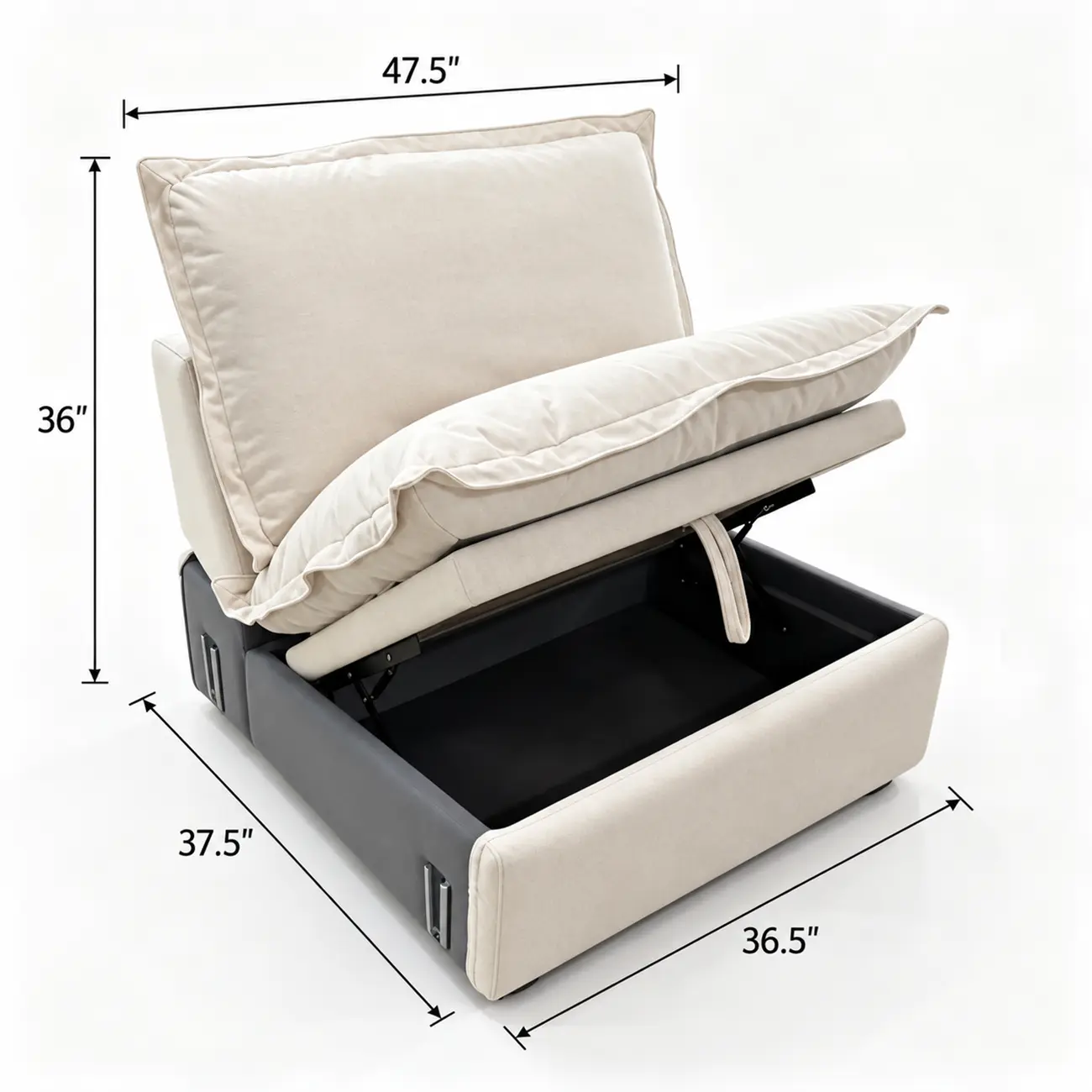 Beige Modern Living Room Power Reclining Sofa With Adjustable Footrest Image - 37