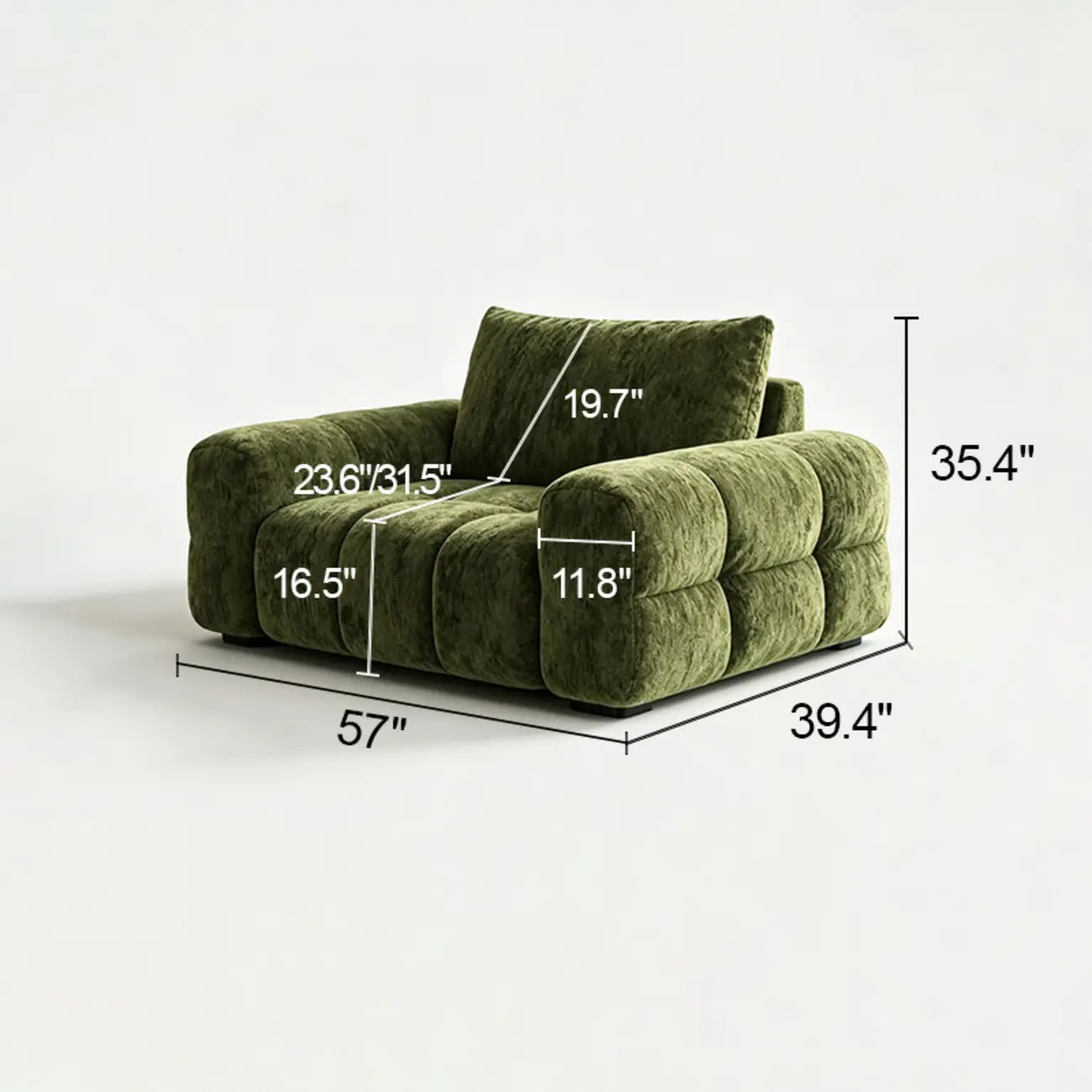 Modern Tufted Chenille Deep Seat Sofa with Adjustable Backrest Image - 31
