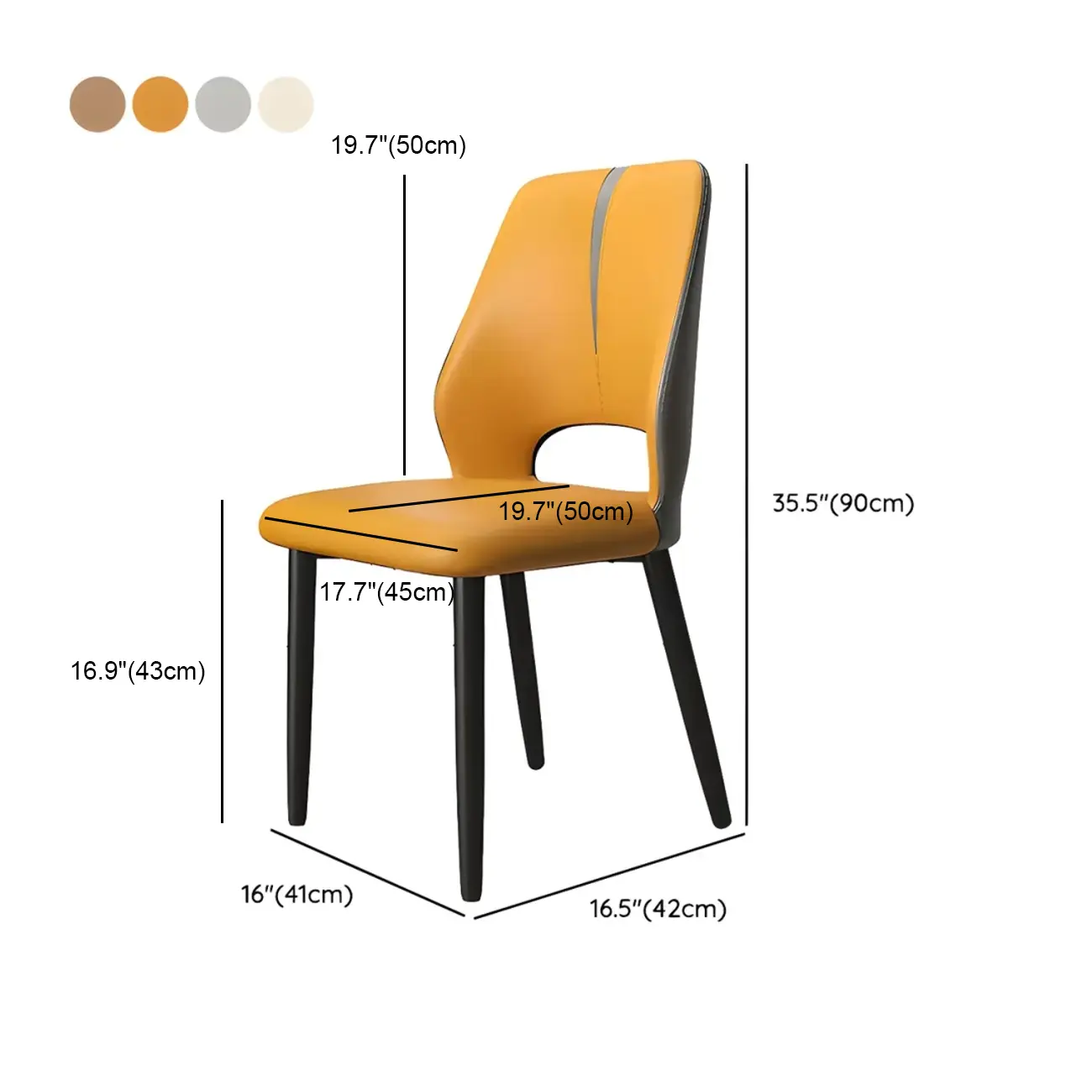 Faux Leather Wingback Metal Legs Dining Chairs Image - 20
