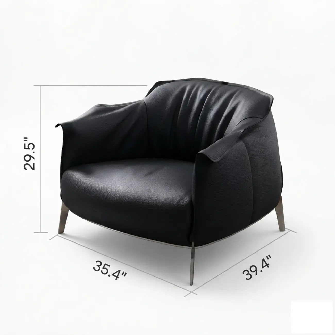 Comtemporary Genuine Leather Accent Chair with Stainless Steel Legs Image - 19 #size