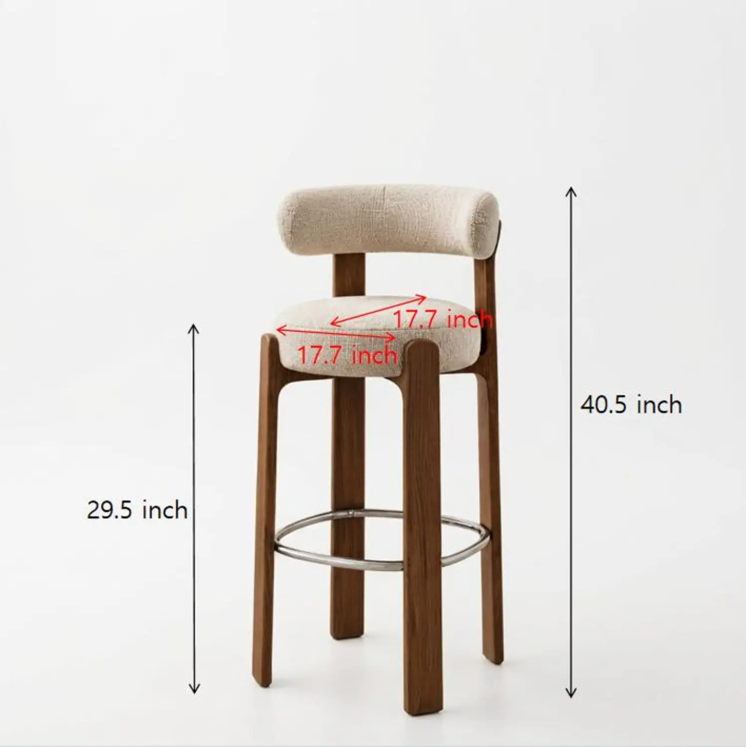 Mid-Century Modern Solid Ash Wood Upholstered Bar Stools Set of 2 Image - 8