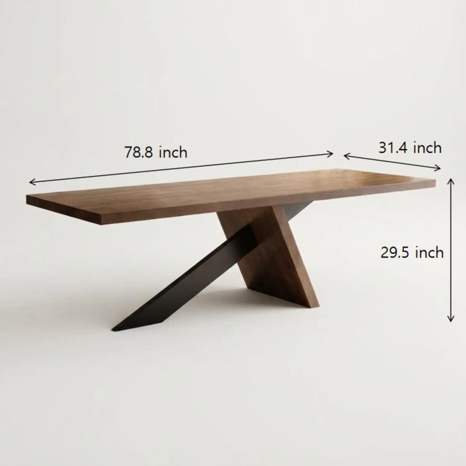 Modern Industrial Rectangular Solid Pine Wood Dining Table with Iron Base Image - 13