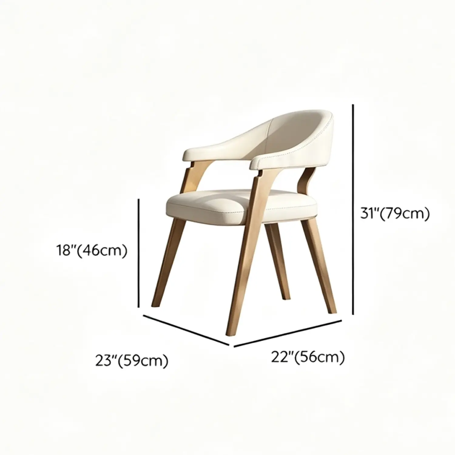 Modern Genuine Leather Champagne Gold Dining Room Arm Chair Image - 9