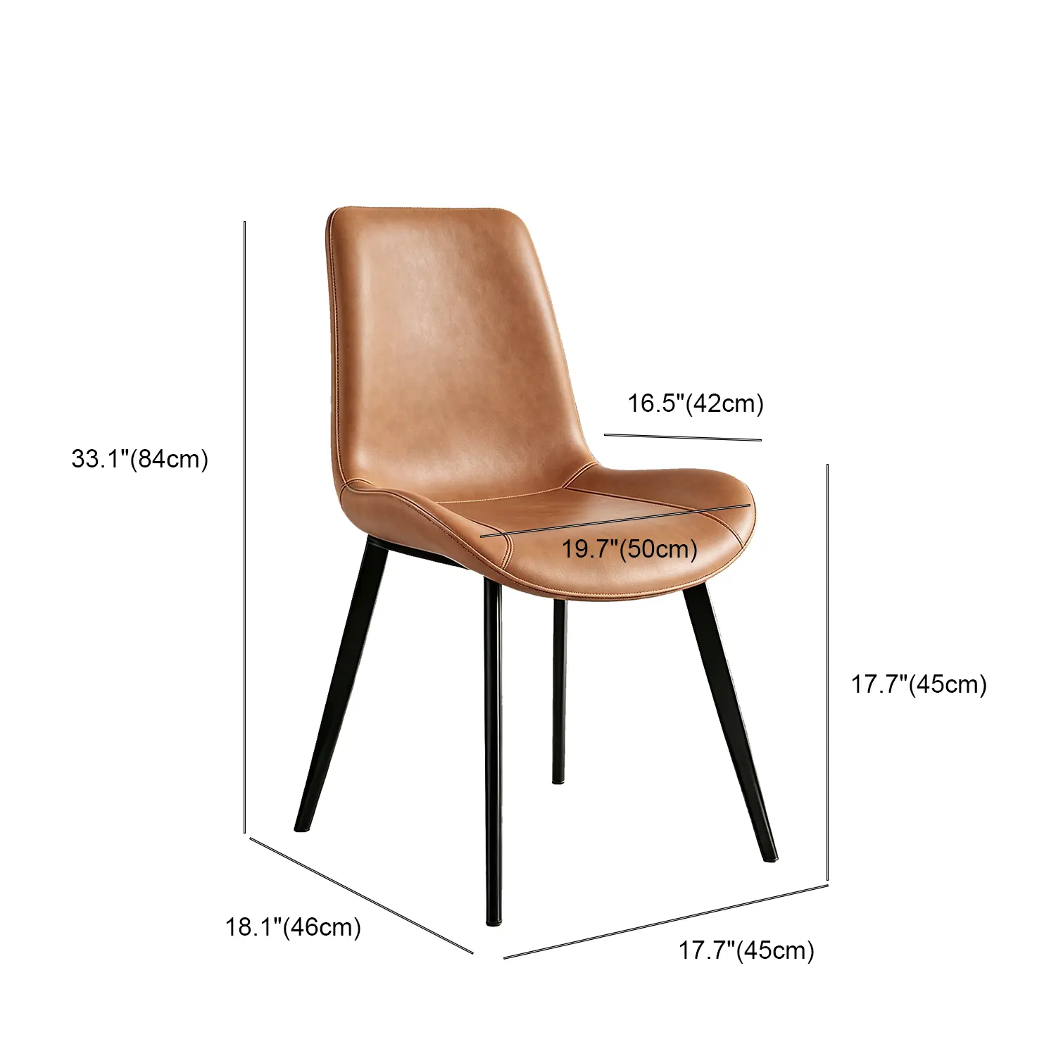 Modern Faux Leather Upholstered Low Back Dining Chairs with Metal Legs Image - 21