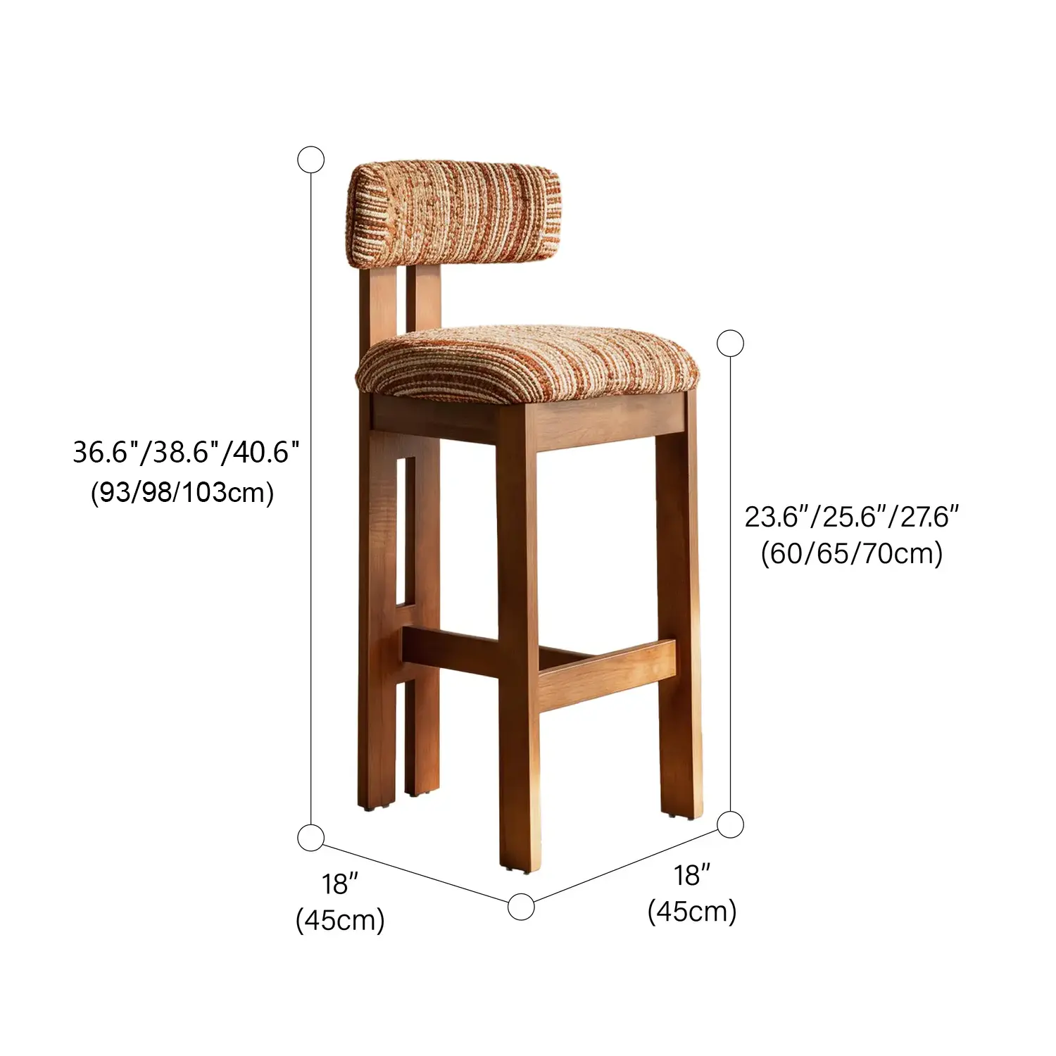 Mid-Century Modern Curved Back Wood Counter Height Bar Stool Image - 21