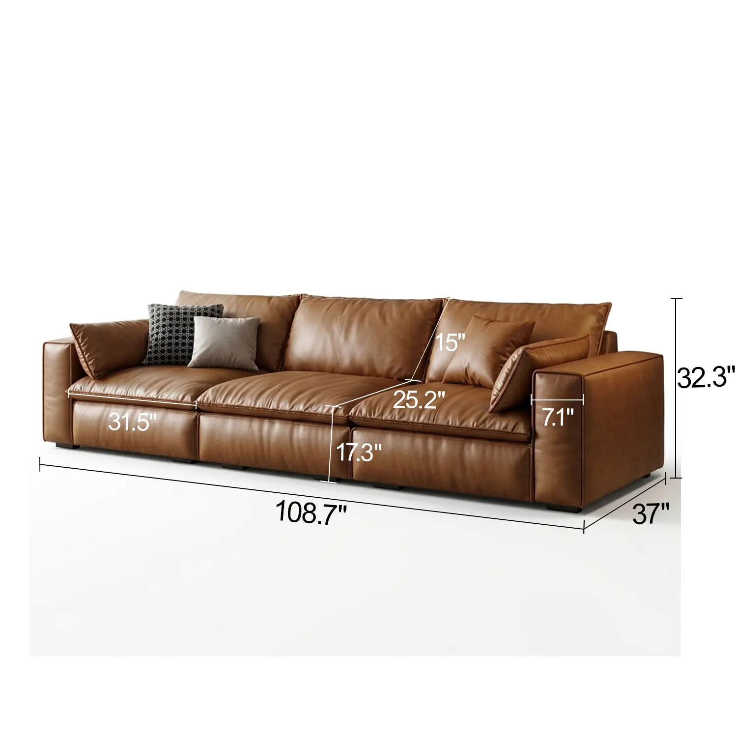 Luxurious Genuine Leather Modular Sofa with Solid Wood Frame Image - 29