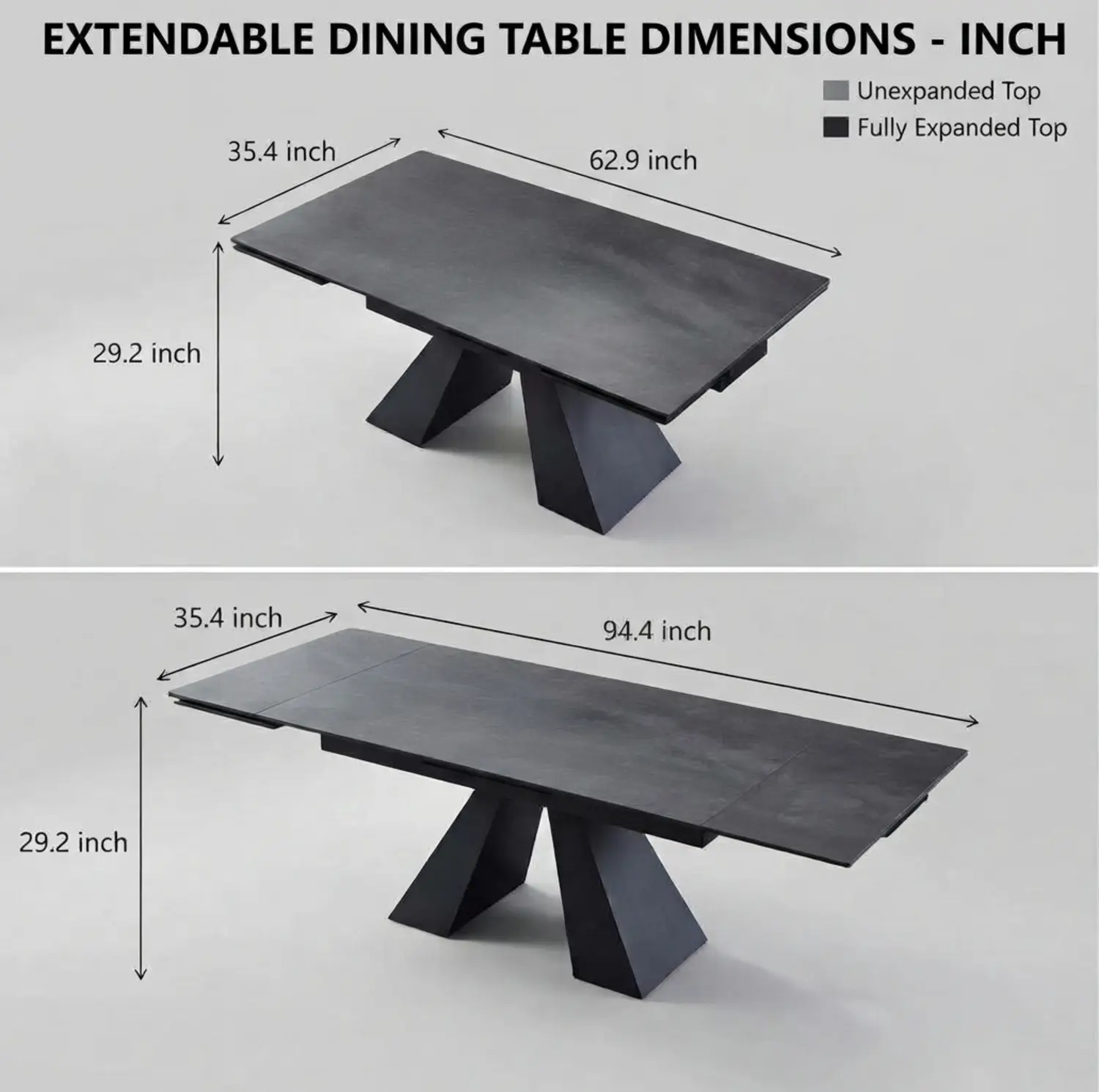 Modern Rectangular Matte Sintered Stone Extendable Dining Table Image - 13