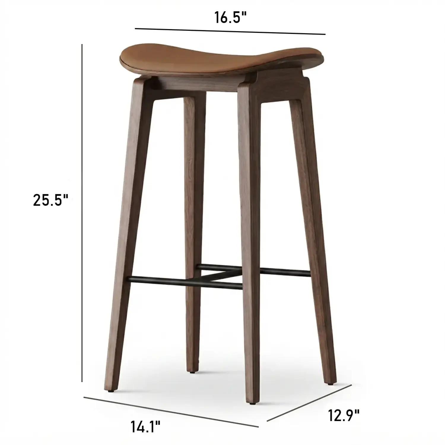 Modern 25.5" Backless Faux Nappa Leather Saddle Seat Counter Stool Image - 18 #size