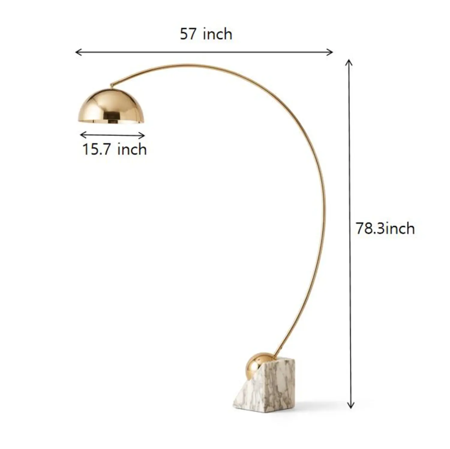 Modern Luxury Adjustable Arc Floor Lamp with Marble Base Image - 9 #size