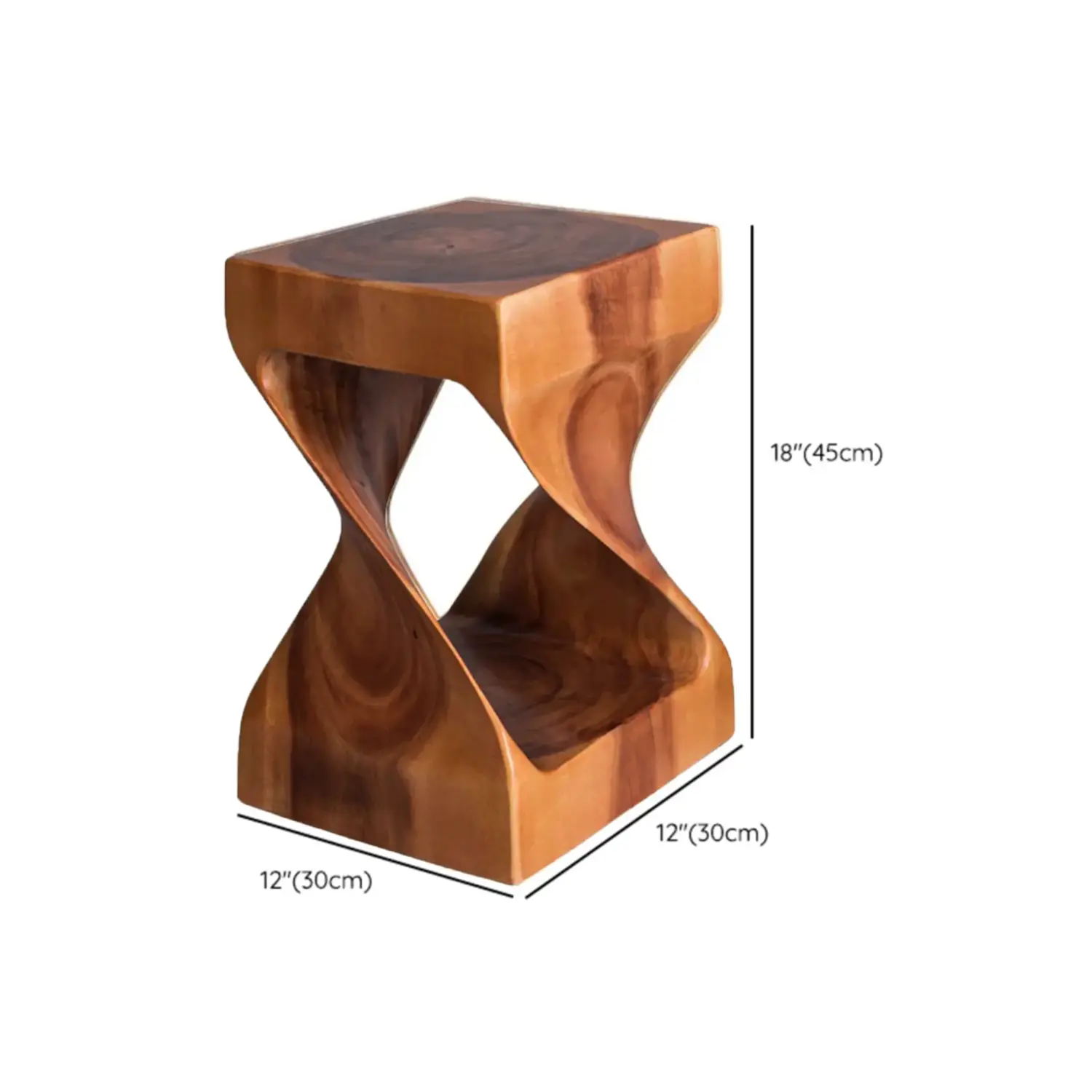Sculpted Square Brown Solid Wood End Table for Small Space Image - 8 #size