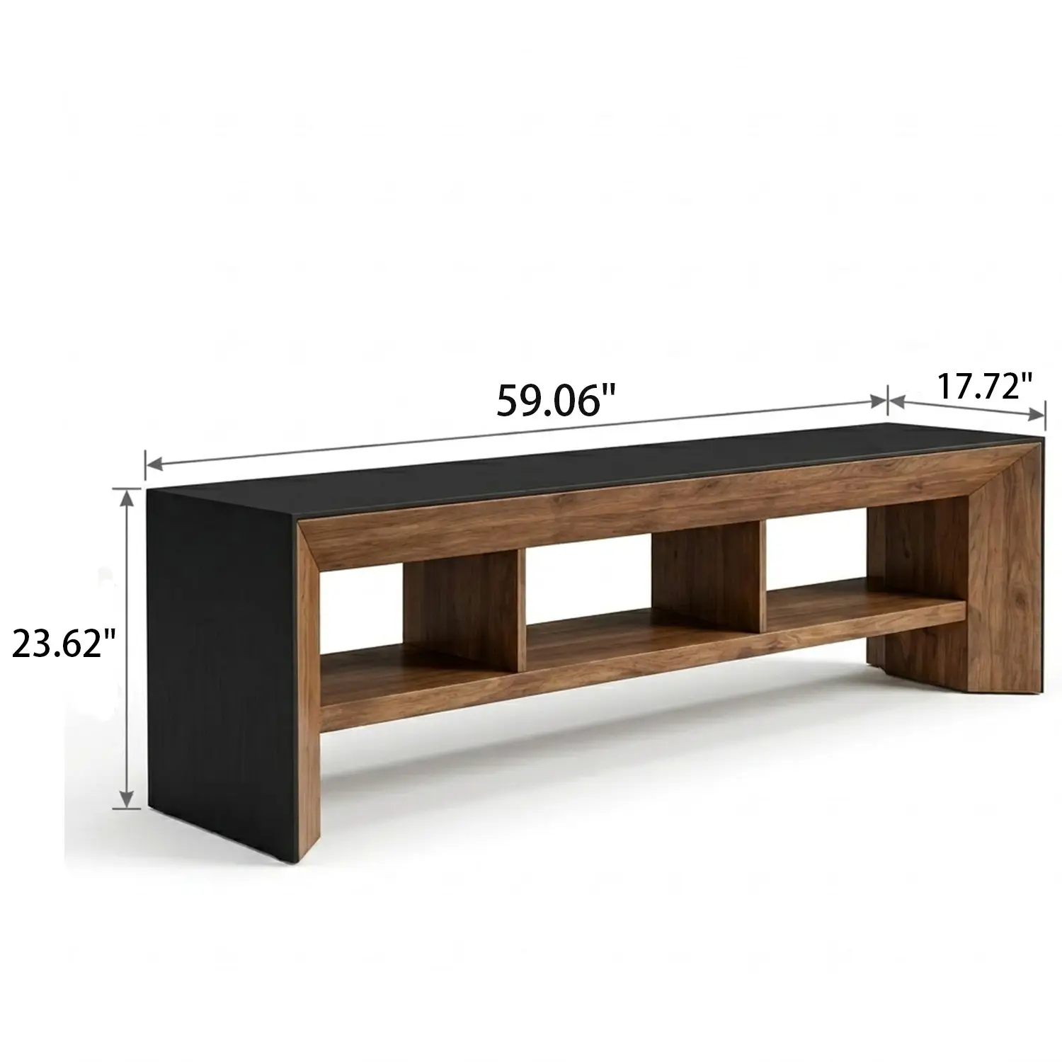 Modern Industrial Solid Pine Wood TV Stand with Open Storage Image - 7 #size