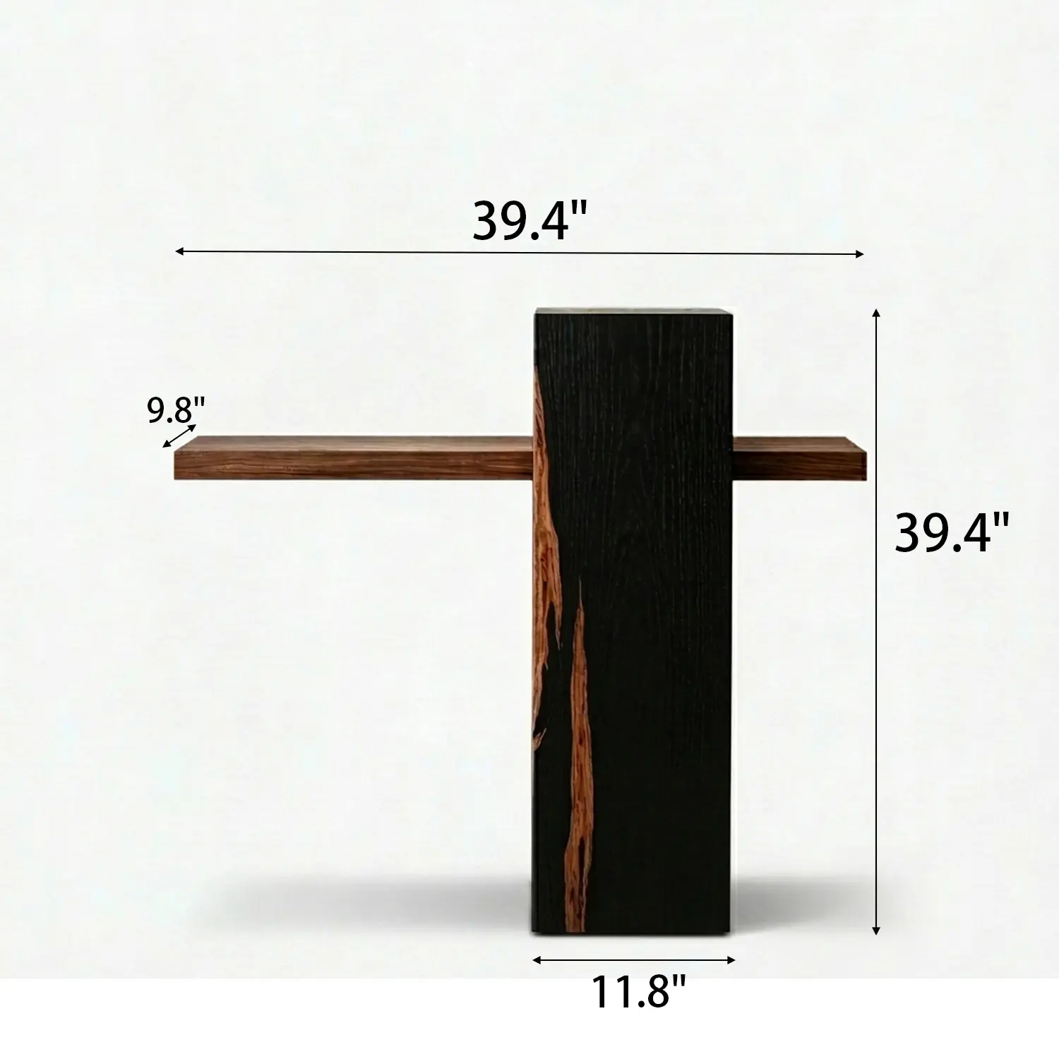 Modern Solid Pine Wood Console Table with Cross-Shaped Design Image - 12