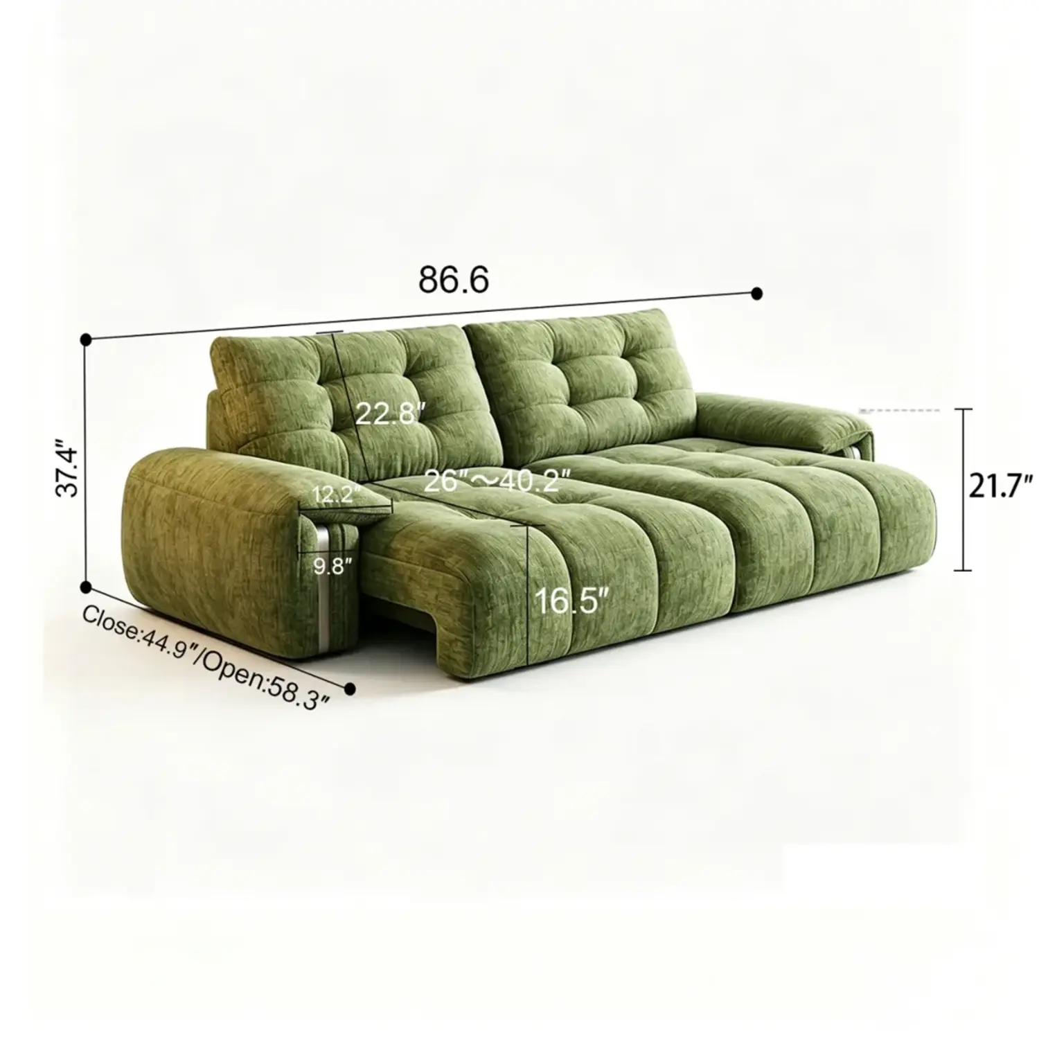 Contemporary Chenille Tufted Power Pull-Out Sofa Bed Image - 28 #size