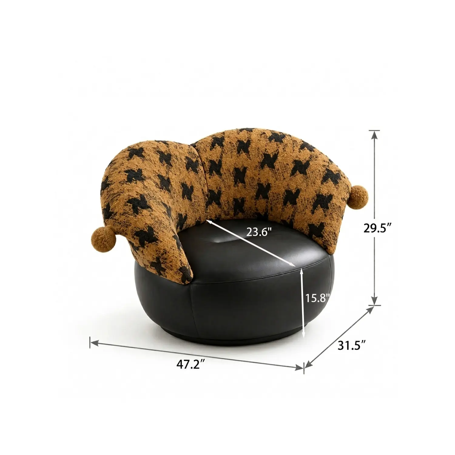 Modern Clown-Inspired Houndstooth Swivel Accent Chair Image - 27 #size