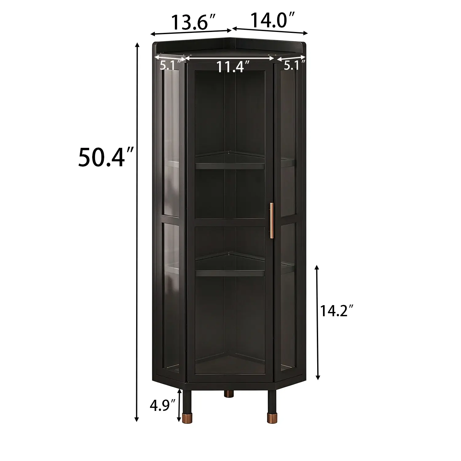 Modern Black Bamboo Corner Wine Cabinet with Acrylic Doors Image - 11 #size