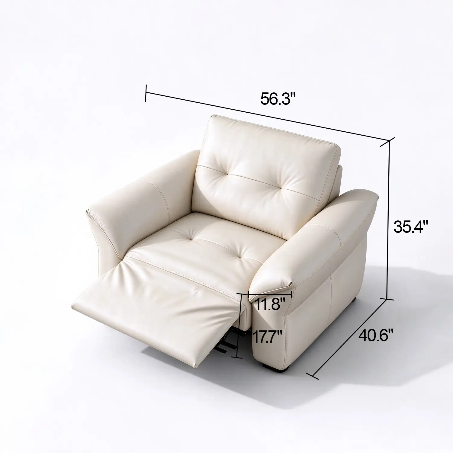 Modern Luxury Top-Grain Leather Tufted Power Reclining Sofa Image - 36 #size
