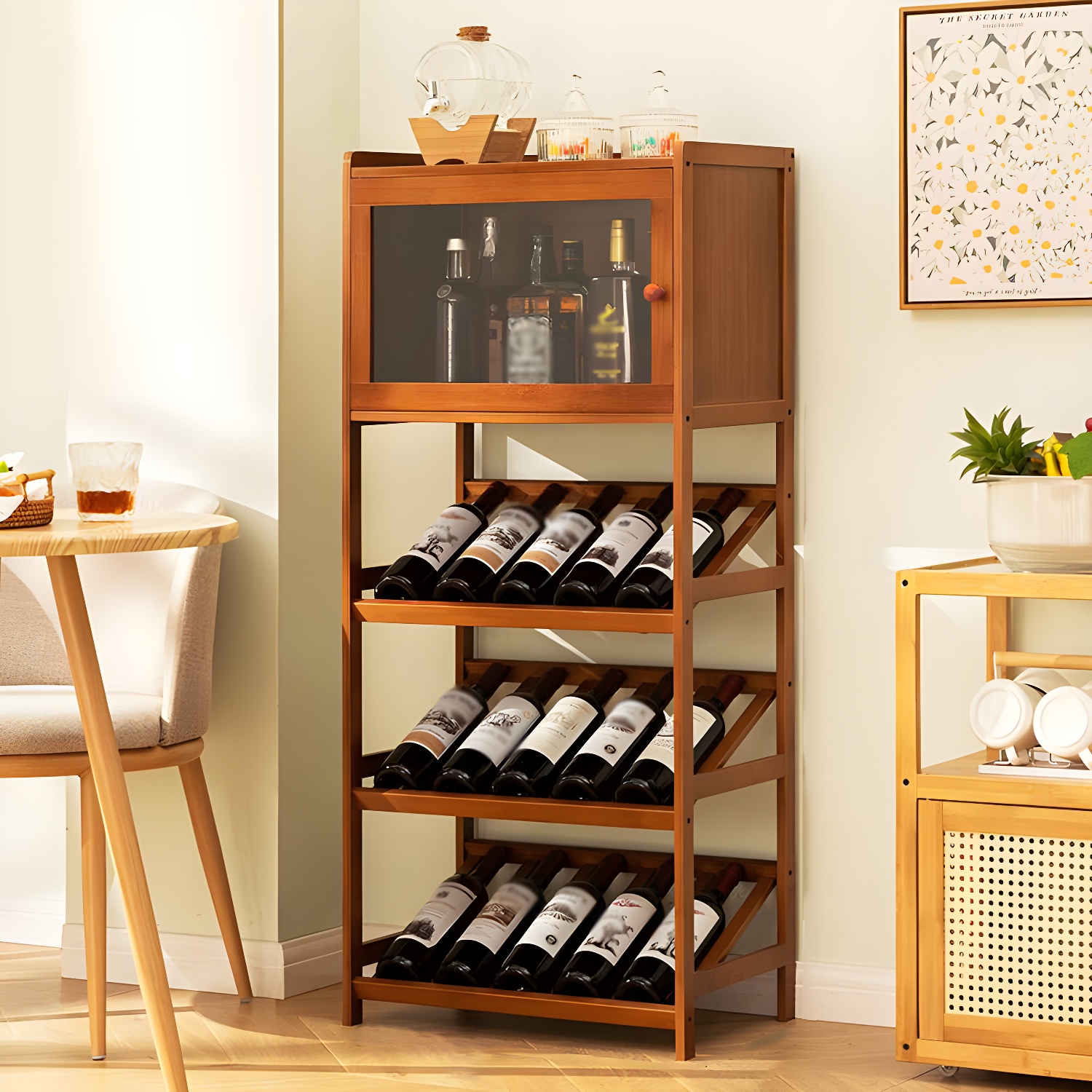 Natural Modern Floor Wooden Stackable Wine Rack | homeyfad