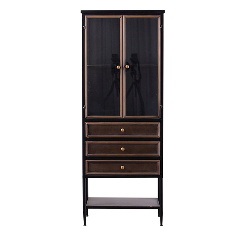 Vintage 3-Drawer Wood Freestanding Wine Cabinet with Doors | homeyfad
