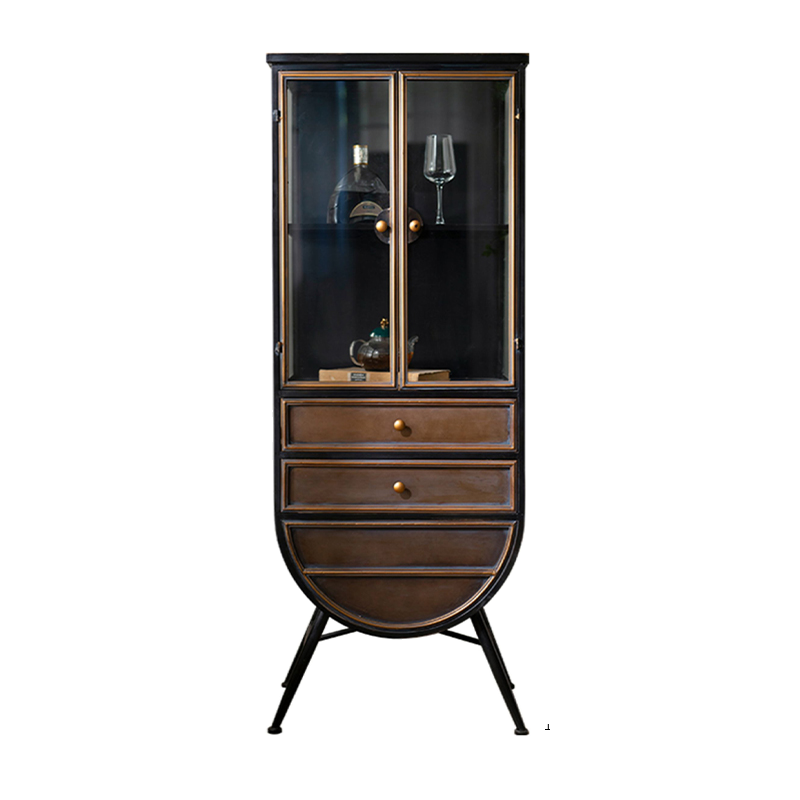 Vintage 3-Drawer Wood Freestanding Wine Cabinet with Doors | homeyfad