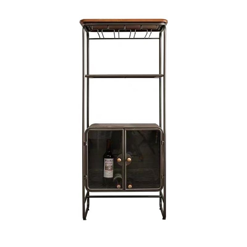 Vintage 3-Drawer Wood Freestanding Wine Cabinet with Doors | homeyfad