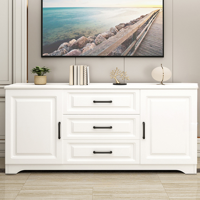 Modern Rectangular White 3-Drawer Wooden TV Stand | homeyfad