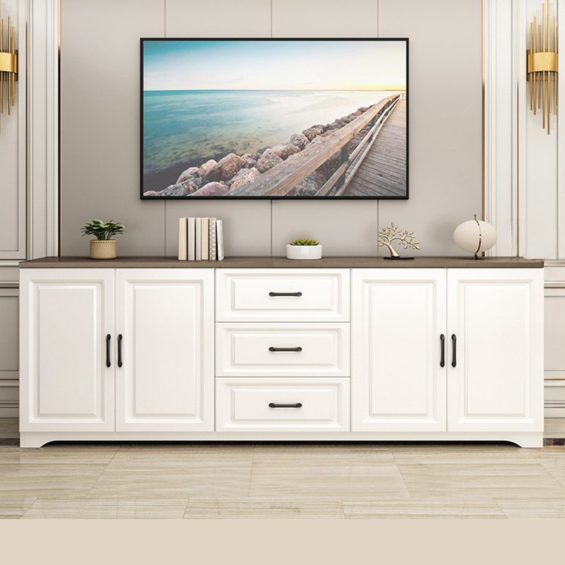 Modern Rectangular White 3-Drawer Wooden TV Stand | homeyfad